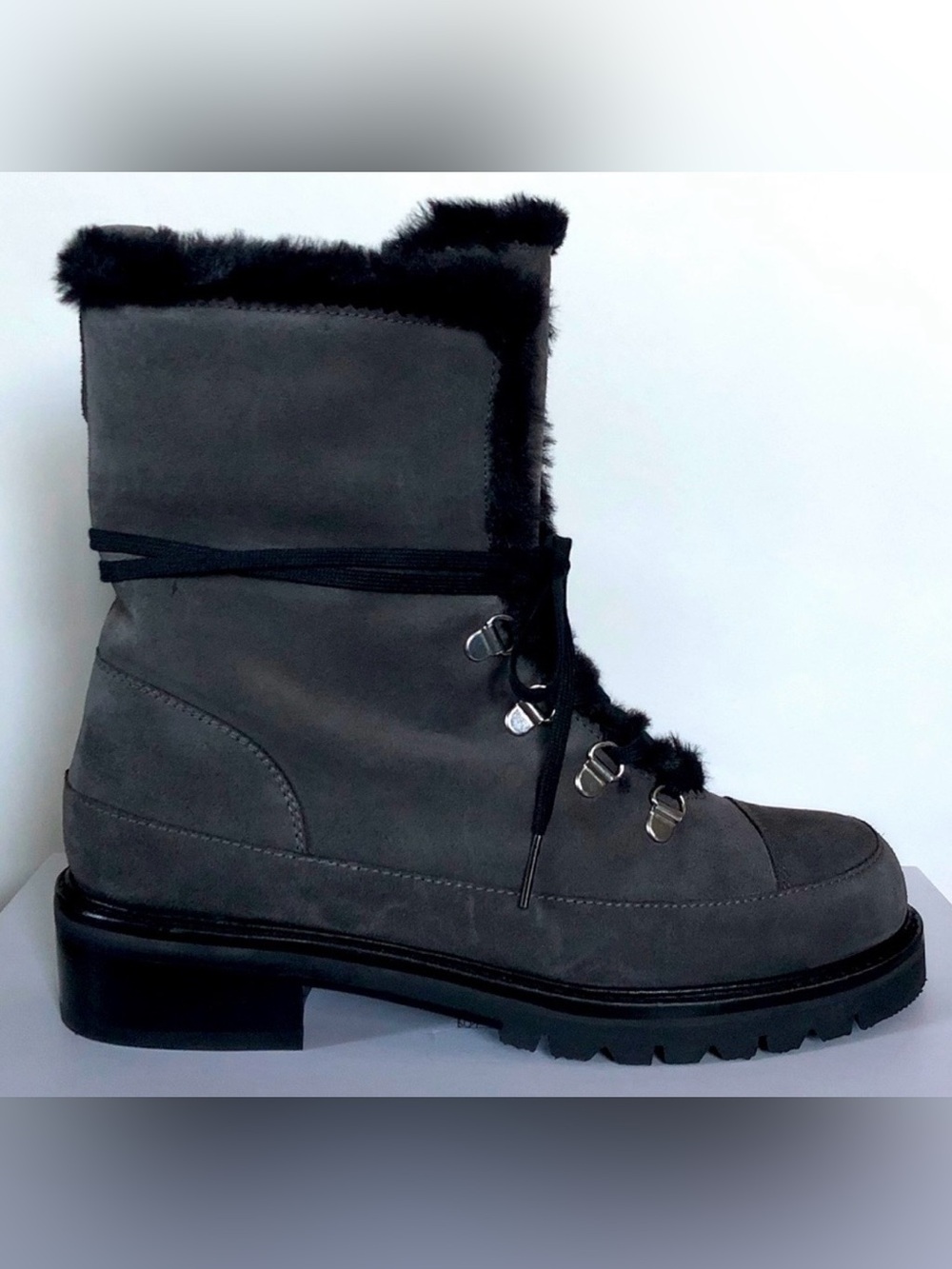 Stuart Weitzman Faux Fur Suede Boots Sz 4.5
